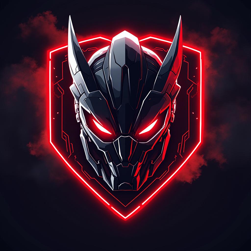 Create a highly detailed and professional esports clan logo for the team "SENTINELS," tailored for the game Blood Strike. The central element is a futuristic guardian helmet featuring sharp, angular armor and intense, glowing red eyes, epitomizing strength and vigilance. Surround the helmet with intricate tech lines and subtle circuit patterns, framed by a sleek shield-like outline. Utilize a striking color palette of intense red and pristine white, incorporating metallic gradients and glowing edges for added depth. The background should be a dark, smoky gradient transitioning from black to deep red, enhancing the overall contrast. Aim for an aggressive, high-tech, and cinematic aesthetic, resembling a cyber-warrior emblem suitable for a top-tier competitive team. Ensure there is no text or lettering, focusing solely on the emblem's design.